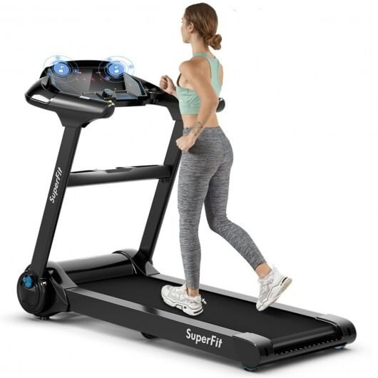 2.25HP Folding Treadmill with Bluetooth Speaker-Black - Color: Black D681-SP37546BK