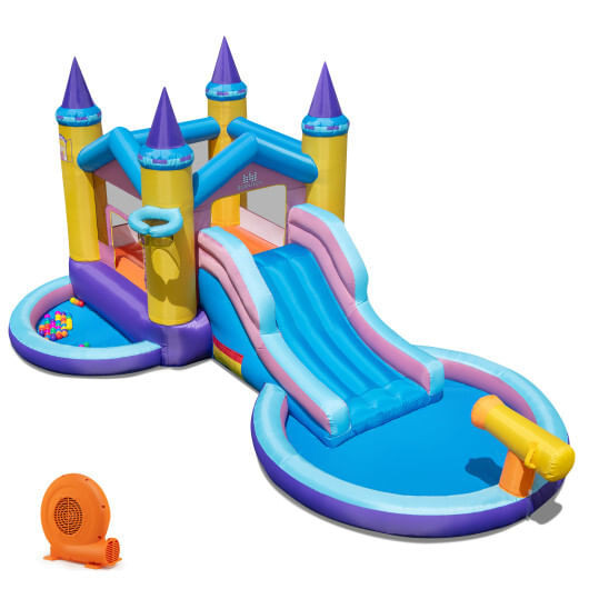 6-in-1 Inflatable Kids Water Park with 678W Blower B593-NP11868+ES10151US