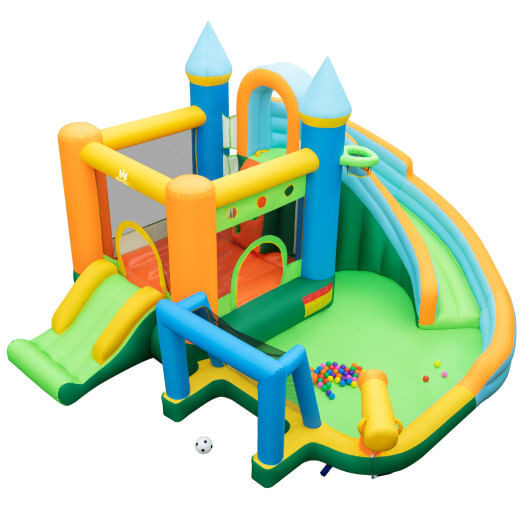 Inflatable Water Slide Blowup Bounce House with Dual Slides and Splash Pool (Without Blower) B593-NP11331