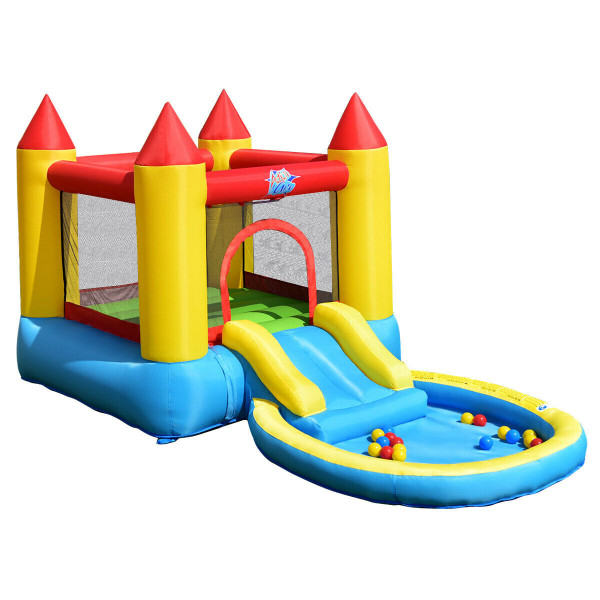 Kids Inflatable Bounce House Castle with Balls Pool and Bag - Color: Multicolor D681-OP70055