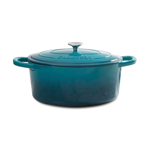 Crock Pot Artisan 5 Quart Round Enameled Cast Iron Dutch Oven in Teal Ombre D970-109470.02