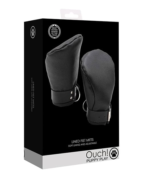 Shots Ouch Puppy Play Lined Fist Mitts - Black X615-SHTOU712BLK