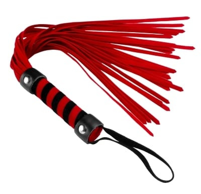 Short Vegan Leather Flogger - Red D496-AD265-Red