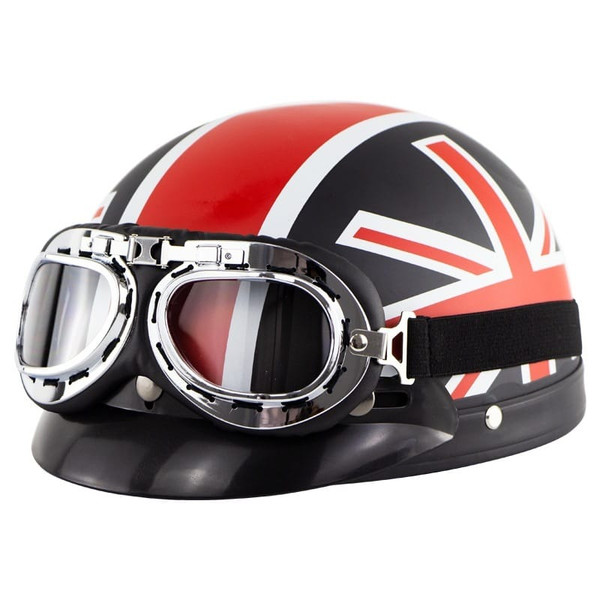 Motorcycle Electric Bike Retro Style Sunscreen  Helmet Couple Half Helmet With Goggles as shown K484-PAU_0CKQ34CT