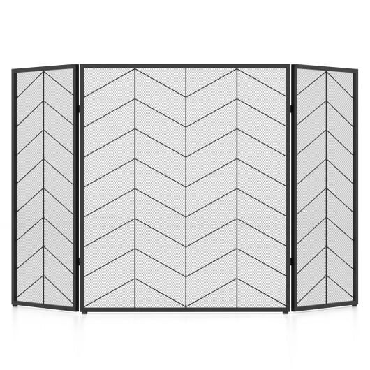 52 x 31 Inch Fireplace Screen with Chevron Herringbone Pattern B593-JV11173