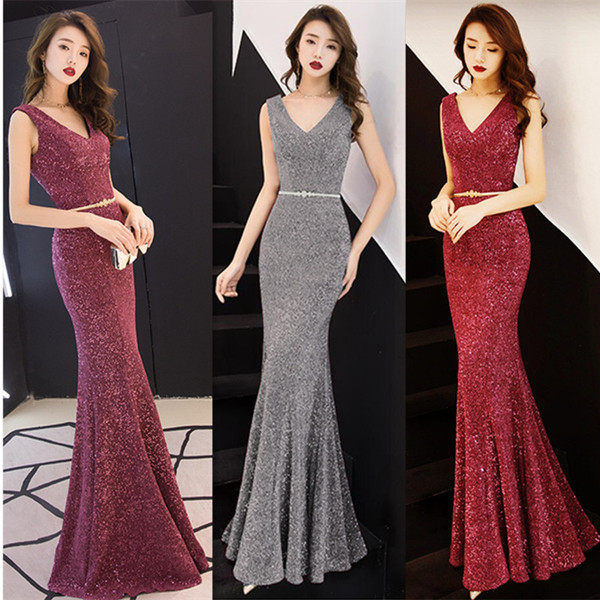 Elegant fishtail bright temperament ladies long dress Q119-CJNSSYLY01309