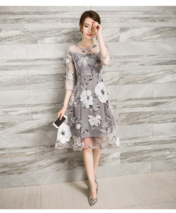 Printed organza dress Q119-CJNSSYLY02234