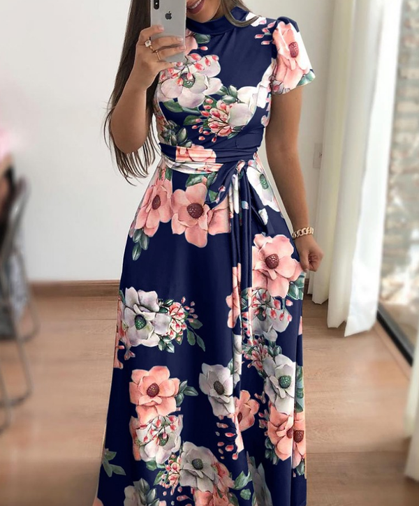 Color: Navy Blue, Size: L - Printed bandage dress Q119-CJNSSYLY01854-Navy Blue-L