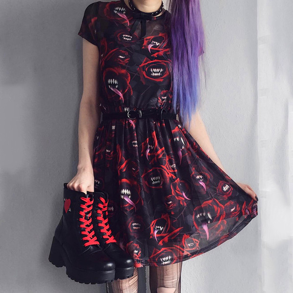 Mesh print dress Q119-CJNSSYLY02444