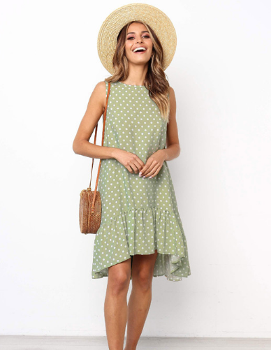 Color: Green, Size: L - Ruffled sleeveless strapless skirt Q119-CJNSSYLY02156-Green-L