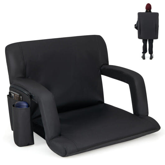 Stadium Seat for Bleachers with Back Support 6 Adjustable Positions-Black - Color: Black D681-JV11561DK-1
