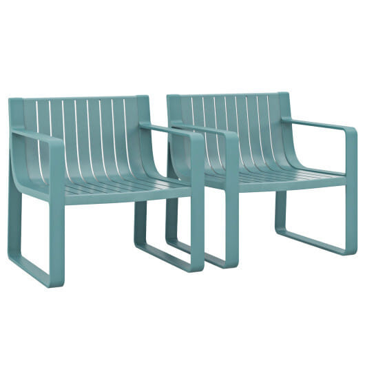 Patio Chairs Set of 2 with Curved Backrests and Seats-Blue - Color: Blue D681-NP11948BL-2