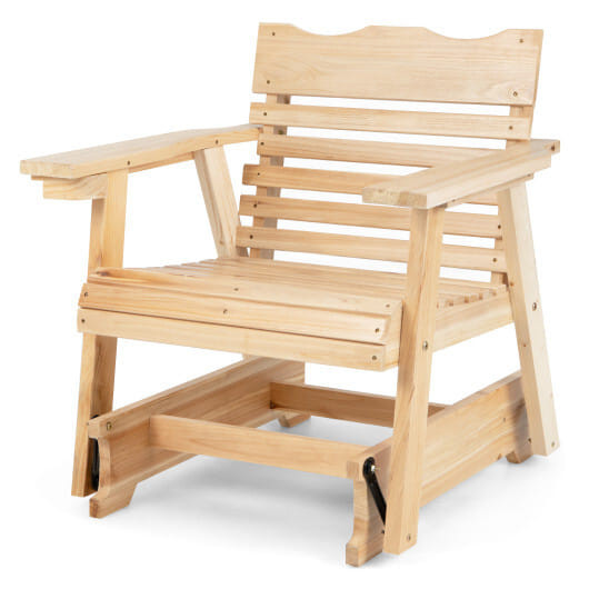 Outdoor Wood Rocking Chair with High Back and Widened Armrests - Color: Brown D681-NP10720NA