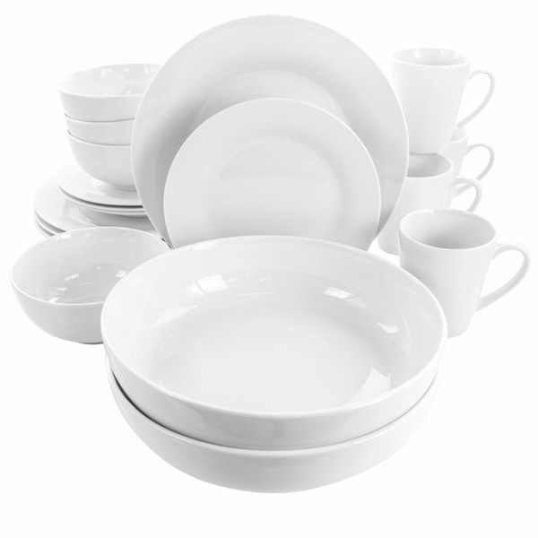 Elama Carey 18 Piece Round Porcelain Dinnerware Set in White D970-EL-CAREY