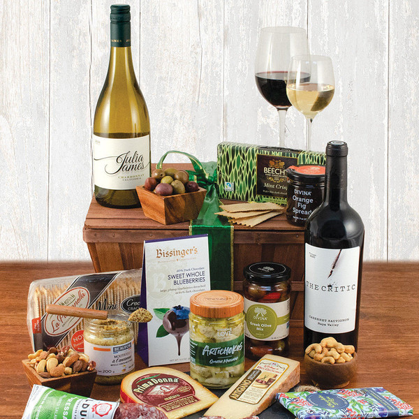 Cabernet & Chardonnay Handcrafted Delights: Wine Gift Crate Z954-CPB-476
