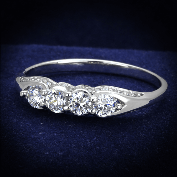 TS198 - Rhodium 925 Sterling Silver Ring with AAA Grade CZ  in Clear A874-TS198