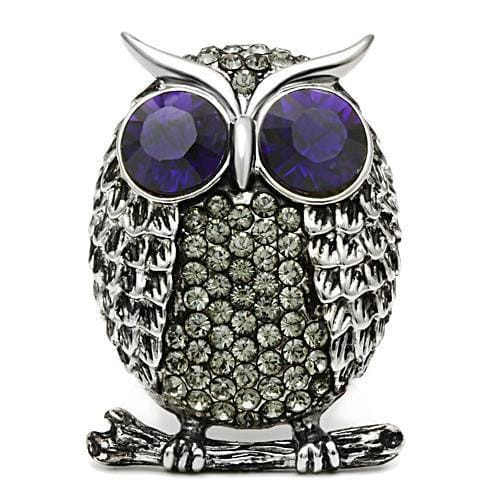 TK399 - High polished (no plating) Stainless Steel Ring with Top Grade Crystal  in Amethyst A874-TK399