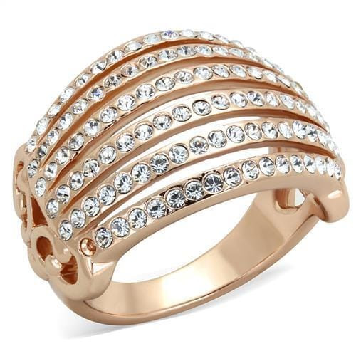 TK1797 - IP Rose Gold(Ion Plating) Stainless Steel Ring with Top Grade Crystal  in Clear A874-TK1797