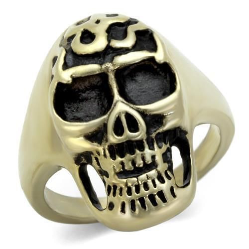 TK2450 - IP Antique Copper Stainless Steel Ring with Epoxy  in Jet A874-TK2450