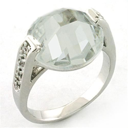 LOA665 - Rhodium Brass Ring with AAA Grade CZ  in Clear A874-LOA665