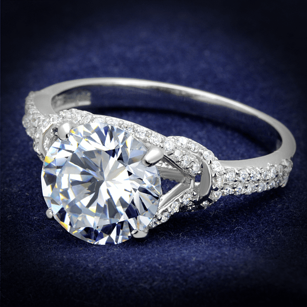 TS304 - Rhodium 925 Sterling Silver Ring with AAA Grade CZ  in Clear A874-TS304