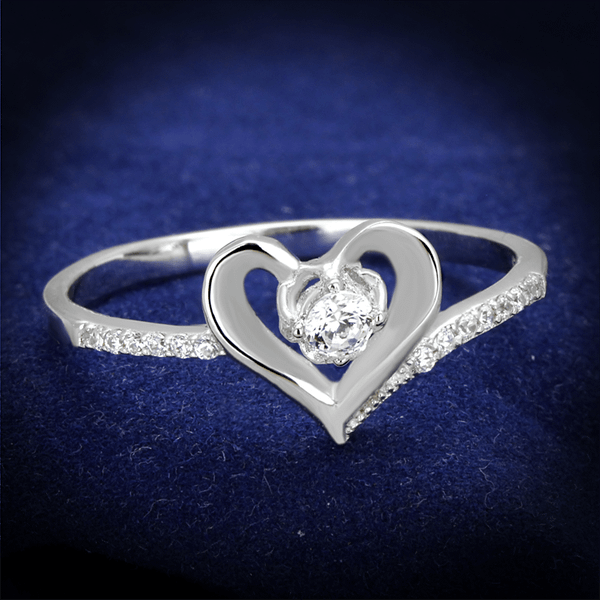 TS425 - Rhodium 925 Sterling Silver Ring with AAA Grade CZ  in Clear A874-TS425