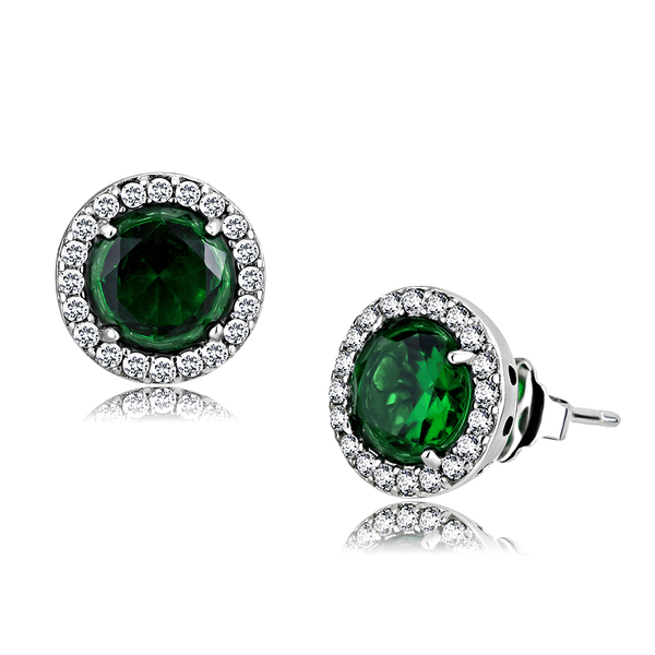 DA211 - High polished (no plating) Stainless Steel Earrings with Synthetic Synthetic Glass in Emera A874-DA211