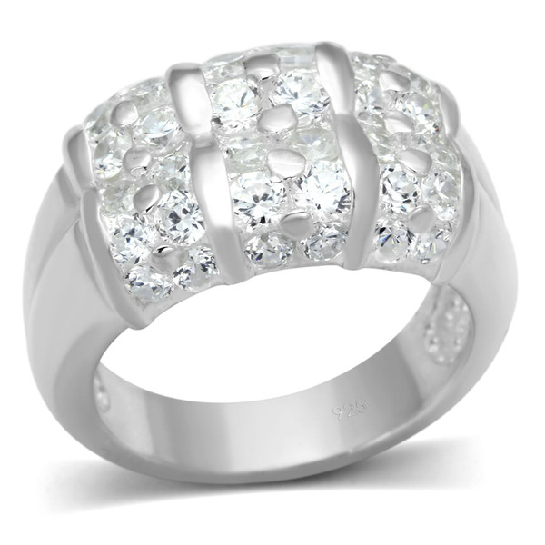 LOS630 - Silver 925 Sterling Silver Ring with AAA Grade CZ  in Clear A874-LOS630