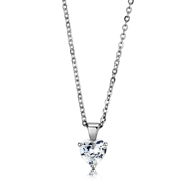 LO3935 - Rhodium Brass Chain Pendant with AAA Grade CZ  in Clear A874-LO3935