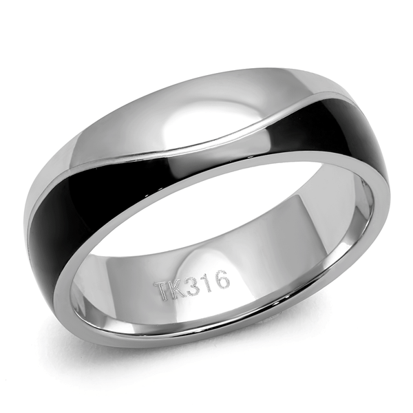 TK2567 - Two-Tone IP Black (Ion Plating) Stainless Steel Ring with No Stone A874-TK2567