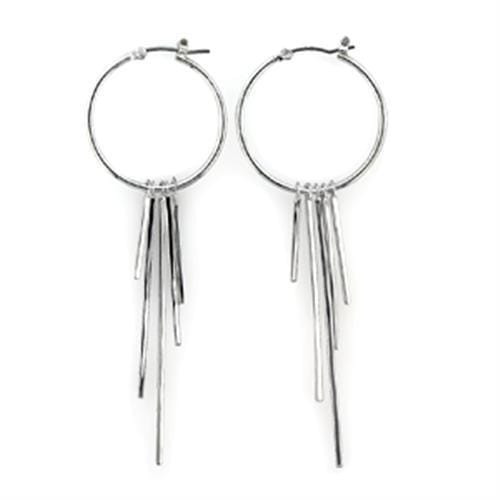 LO315 - Rhodium Brass Earrings with No Stone A874-LO315