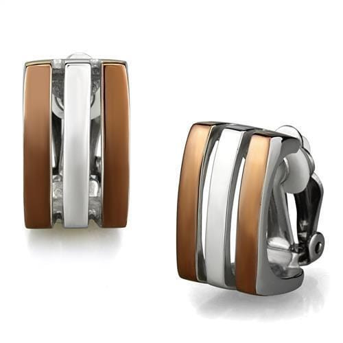 TK2542 - Two Tone IP Light Brown (IP Light coffee) Stainless Steel Earrings with No Stone A874-TK2542