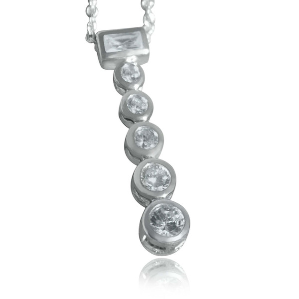 LOAS1371 - Rhodium Plating 925 Sterling Silver Chain Pendant with AAA CZ in Clear A874-loas1371-rhodium-plating-925-sterling-silver-chain-pendant-with-aaa-cz-in-clear