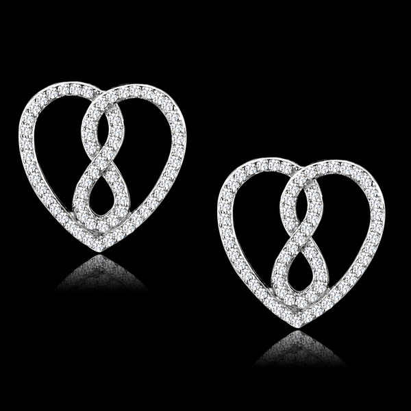 TS549 - Rhodium 925 Sterling Silver Earrings with AAA Grade CZ  in Clear A874-TS549