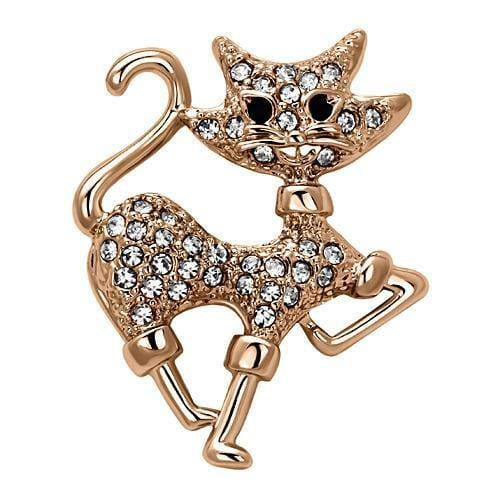 LO2820 - Flash Rose Gold White Metal Brooches with Top Grade Crystal  in Clear A874-LO2820