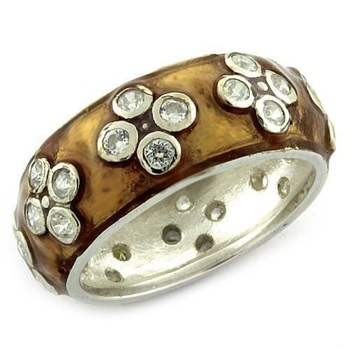 LOAS992 - Rhodium 925 Sterling Silver Ring with AAA Grade CZ  in Clear A874-LOAS992