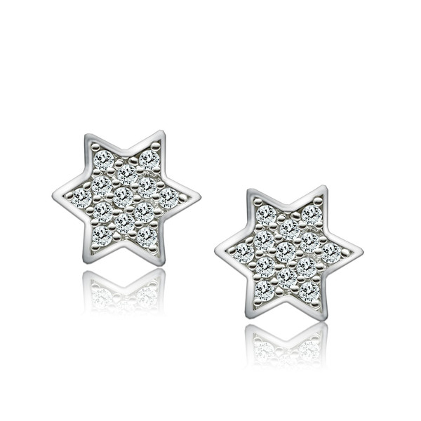 3W092 - Rhodium Brass Earrings with AAA Grade CZ  in Clear A874-3W092