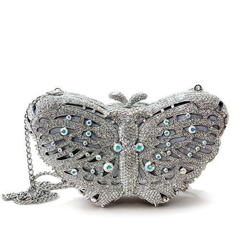 LO2366 - Imitation Rhodium White Metal Clutch with Top Grade Crystal  in White A874-LO2366