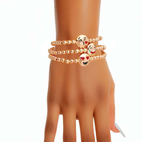 Gold Emoji Stretch Bracelets T226-9485832945983
