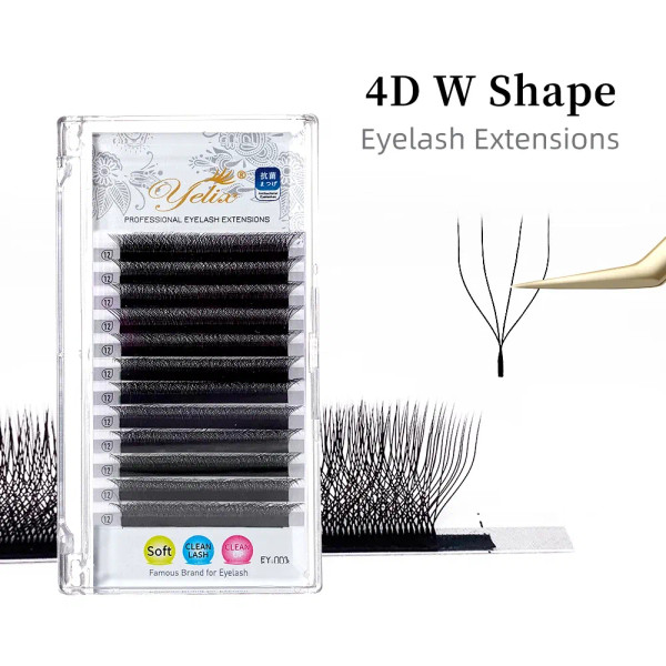 Color: Brushed Chrome, Curl: CC, Thickness: 0.07mm, Length: MIX - Yelix Cilios 5D W Shape Eyelash E F640-12000032412591447