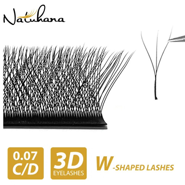 Color: Brushed Brass, Curl: L, Thickness: 0.07mm, Length: 11mm - NATUHANA W-Shaped 4D 5D Volume Eye F640-12000035260374313