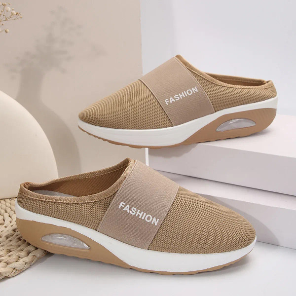Color: Khaki, Shoe Size: 41 - Women Wedges Slippers 2024 New Summer Sandals Vintage Anti-slip Casua F640-12000039592442350