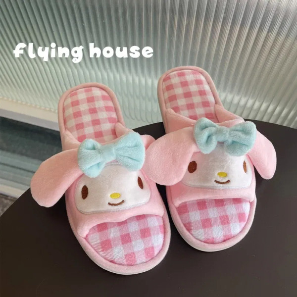 Color: LIGHT BLUE, Shoe Size: 39 - Japanese Anime Slippers Open Toes Indoor Shoes Women Flat Non-sl F640-12000028106961475