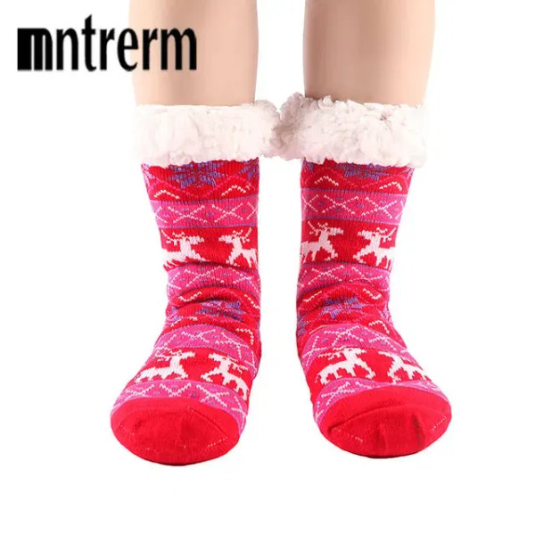 Color: Olivine, Shoe Size: 40 - Glglgege twist stripes Winter Women Socks Women Non-slip Adult Floo F640-12000020985836693