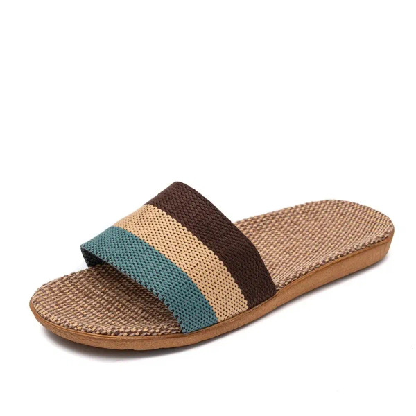 Color: Brown, Shoe Size: 37 - Summer Linen Women'S Slippers Flat Sandals Home Color EVA Lightweight F640-12000038148702235