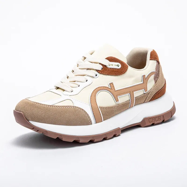 Color: Beige, Shoe Size: 5.5 - Women's Tennis Shoes Brand New Apricot Lace up Sports Walking Shoes F640-12000039410696924