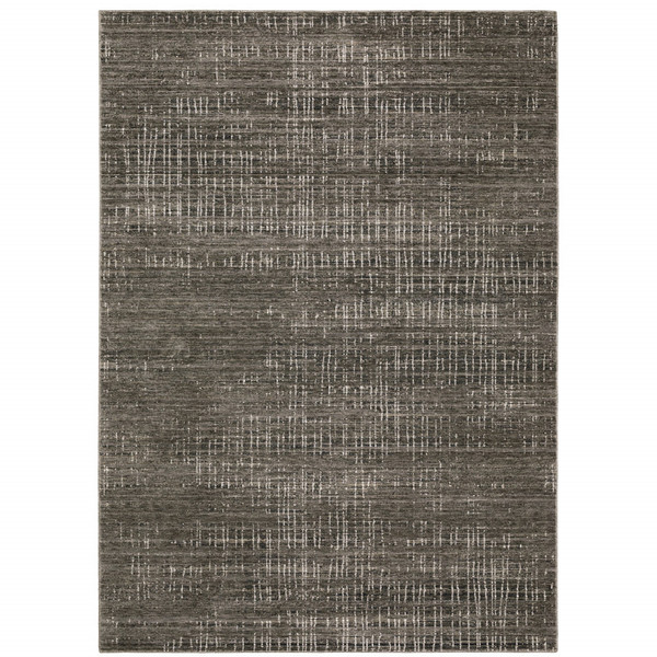 8' X 11' Charcoal Grey Grey Ivory Tan And Brown Abstract Power Loom Stain Resistant Area Rug N270-509539