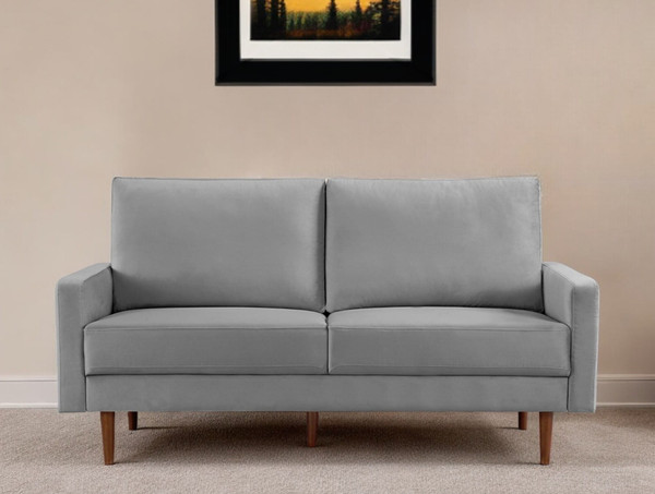 69" Gray Velvet Sofa With Dark Brown Legs N270-543715