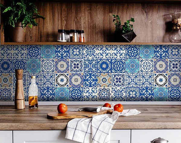 8" x 8" Blue and Aqua Pop Mosaic Peel and Stick Removable Tiles N270-400473