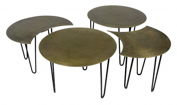 Set of Four Bohemian Gold Cocktail Table Set N270-400886